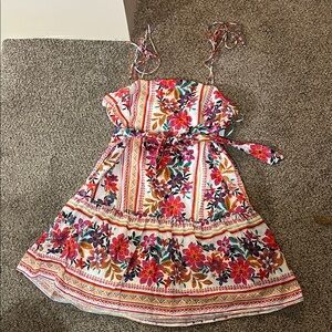 Julia Jordan Tie Shoulder Eyelet Tiered Mini Dress Women NWT